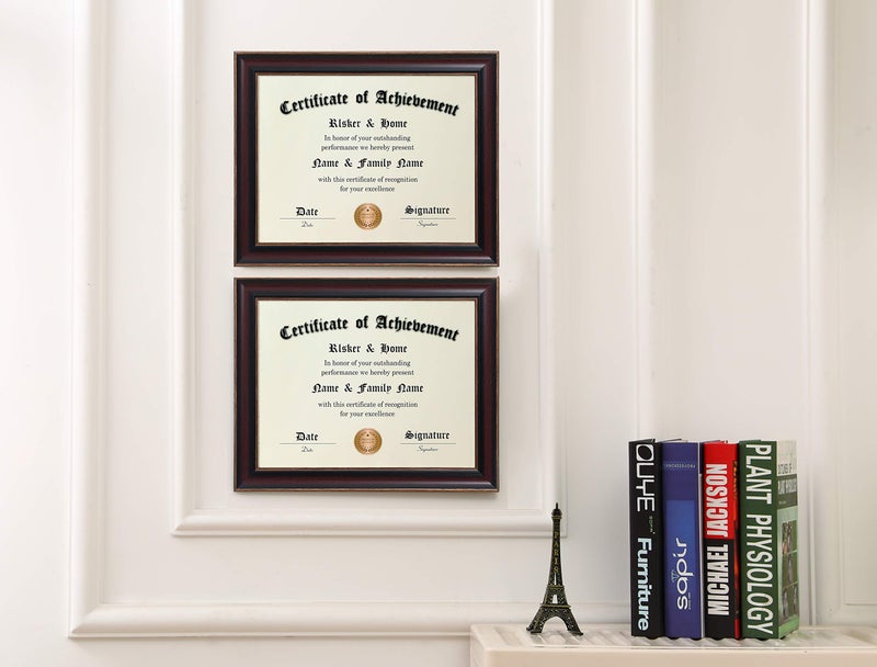 ELSKER&HOME 8.5x11 Certificate Frame - Classic Cherry Wood Color - 2.0 mm Panels - Only 8.5x11 Inch Without Mat - for Document/Photo (2 Pack) - Image 3